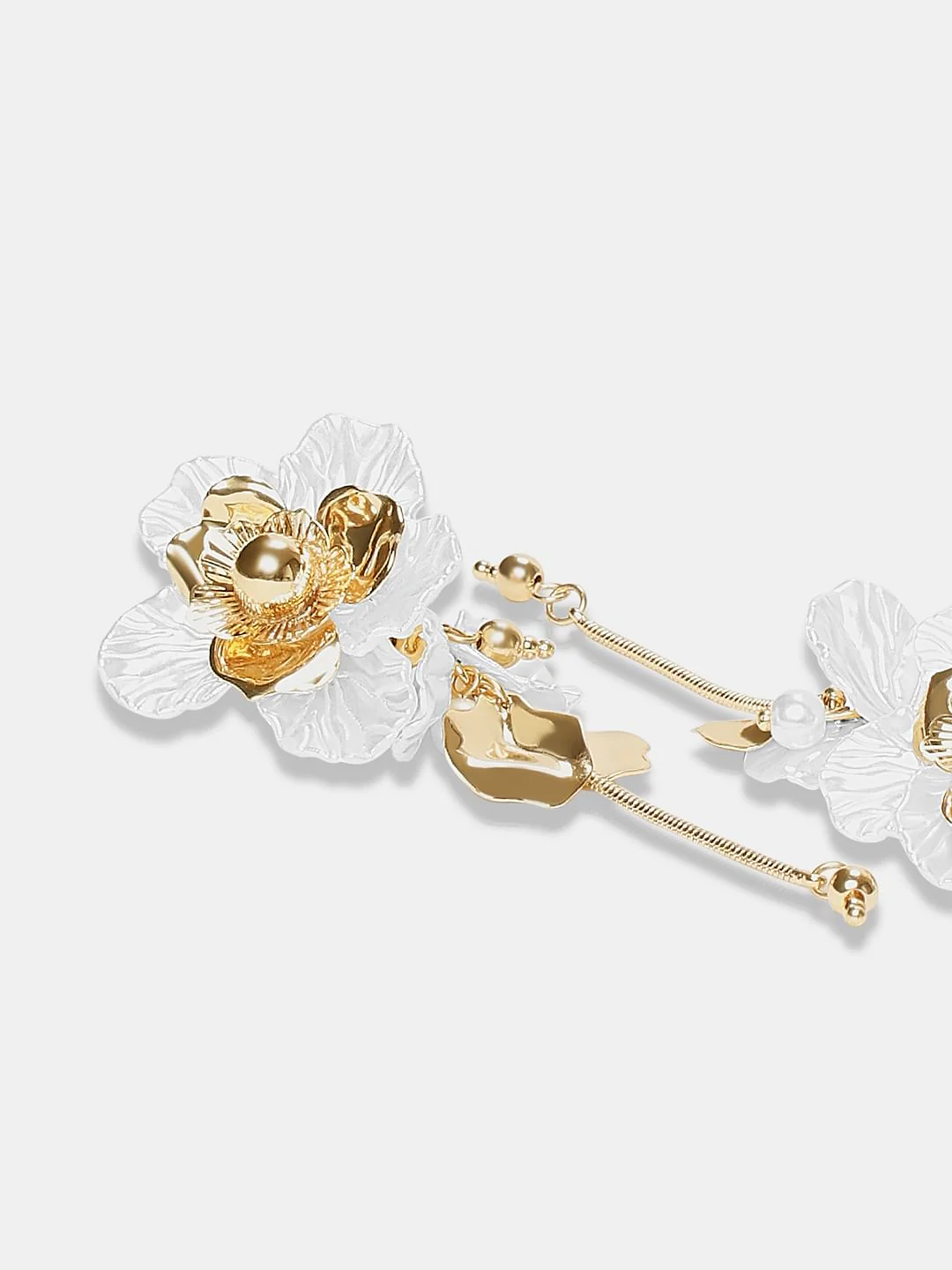 Golden Flower Drop Earrings - Image 4