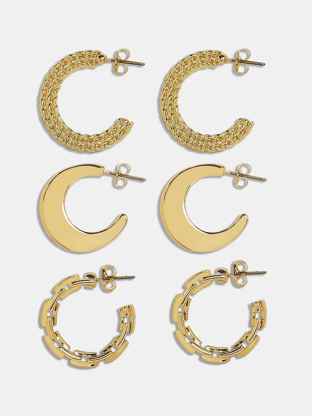 Pack Of 3 Golden Hoop Earrings - Image 2