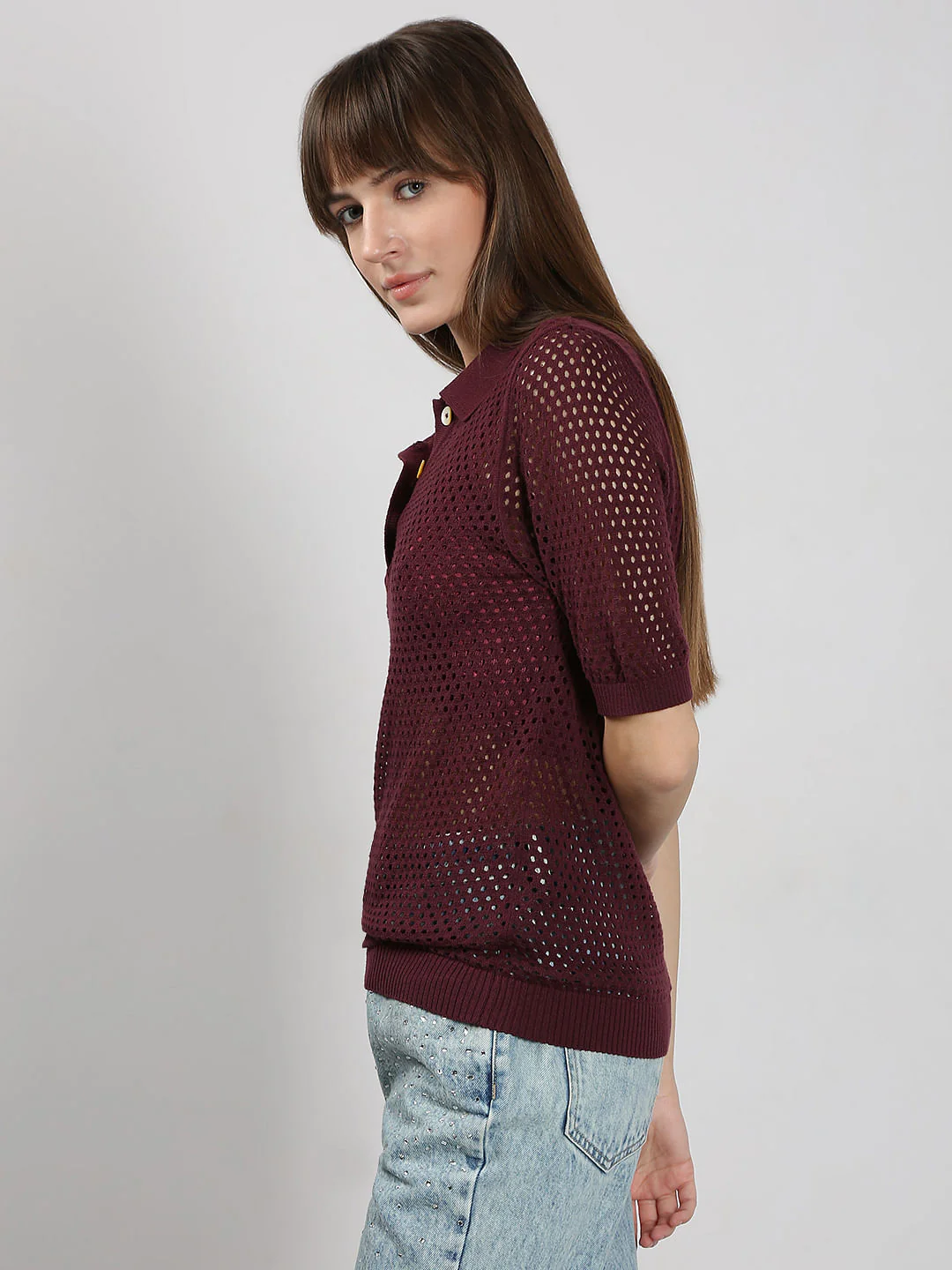 Dark Red Knitted Top - Image 3