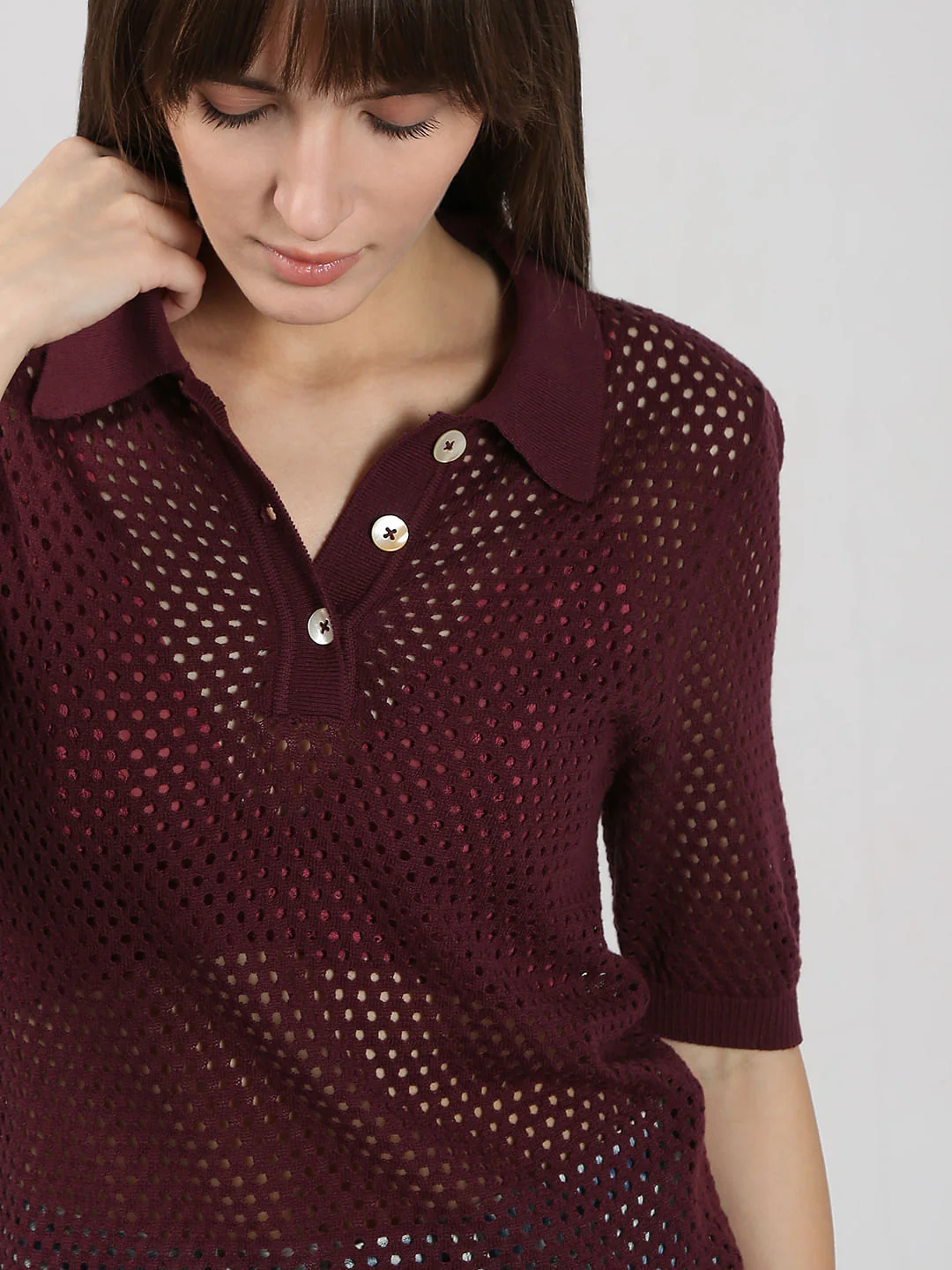 Dark Red Knitted Top - Image 6