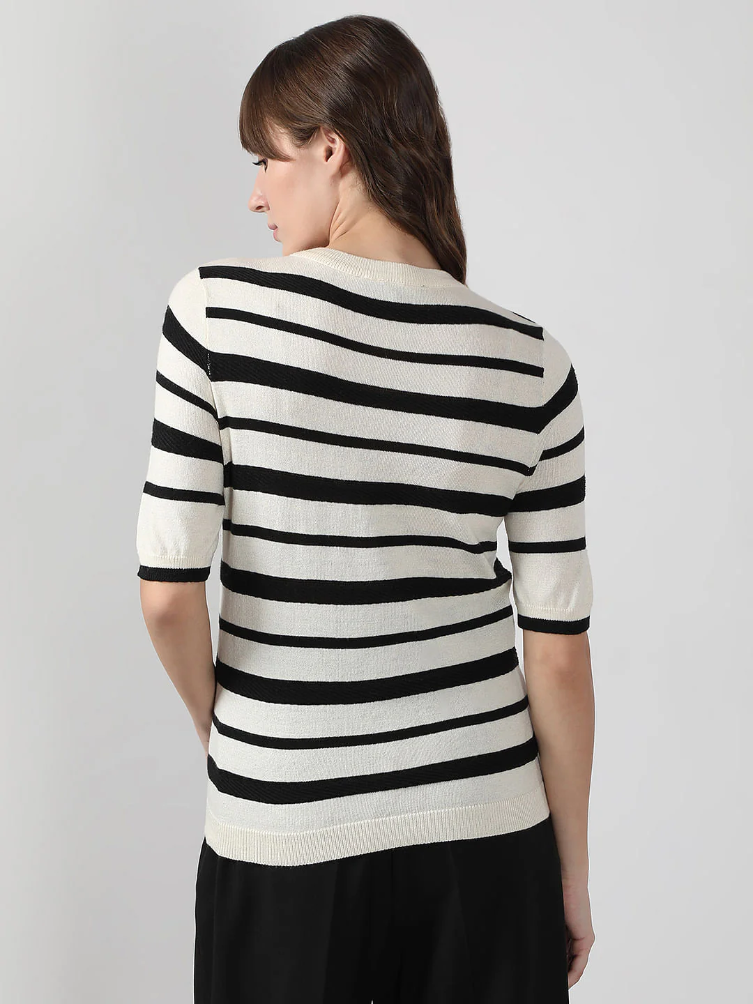 Black & White Striped Knitted Top - Image 4