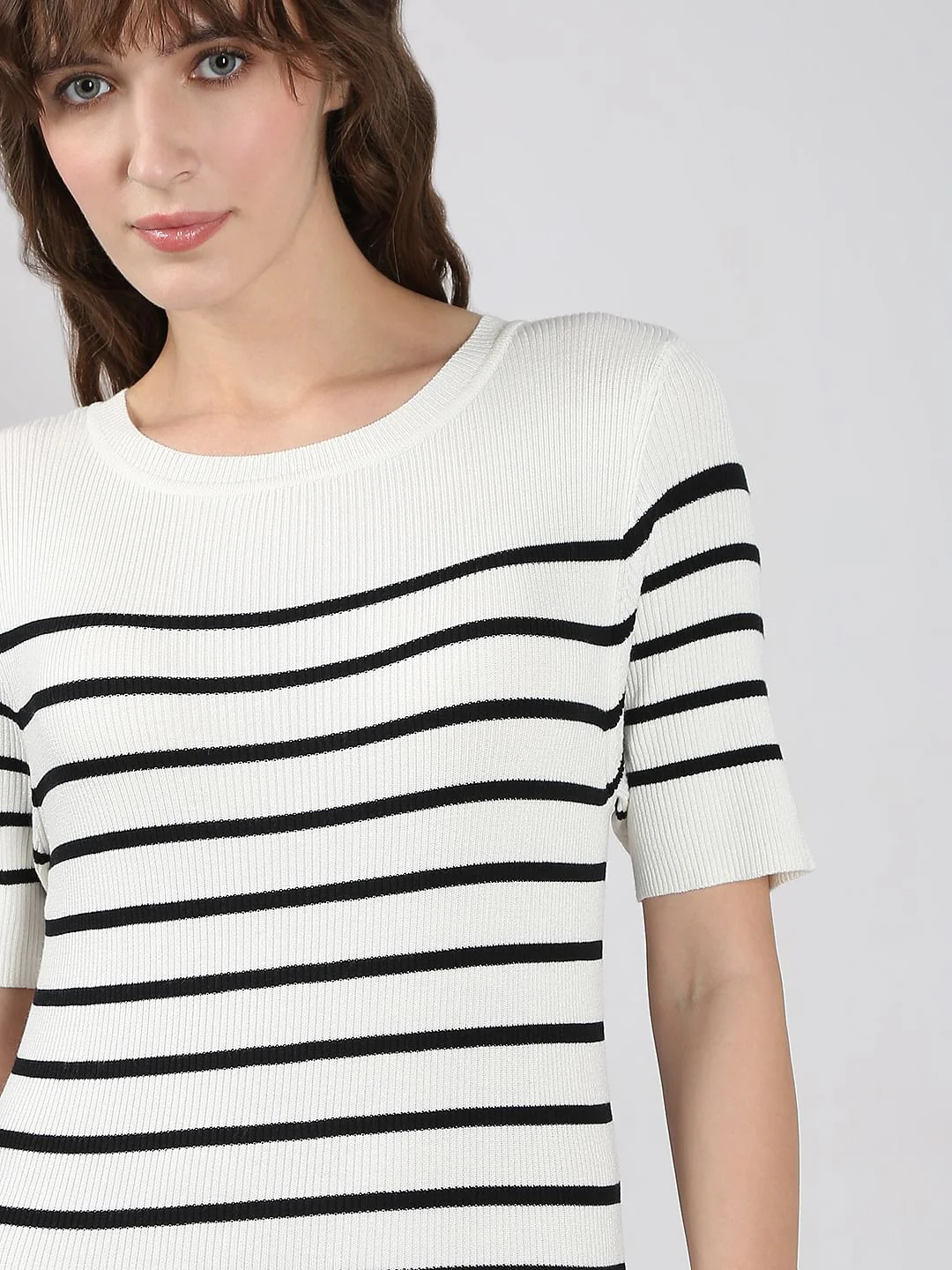 White Striped Ankle Length Dress - Image 5