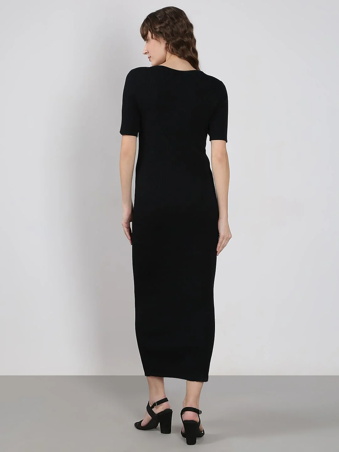 Black Ankle Length Bodycon Dress - Image 4