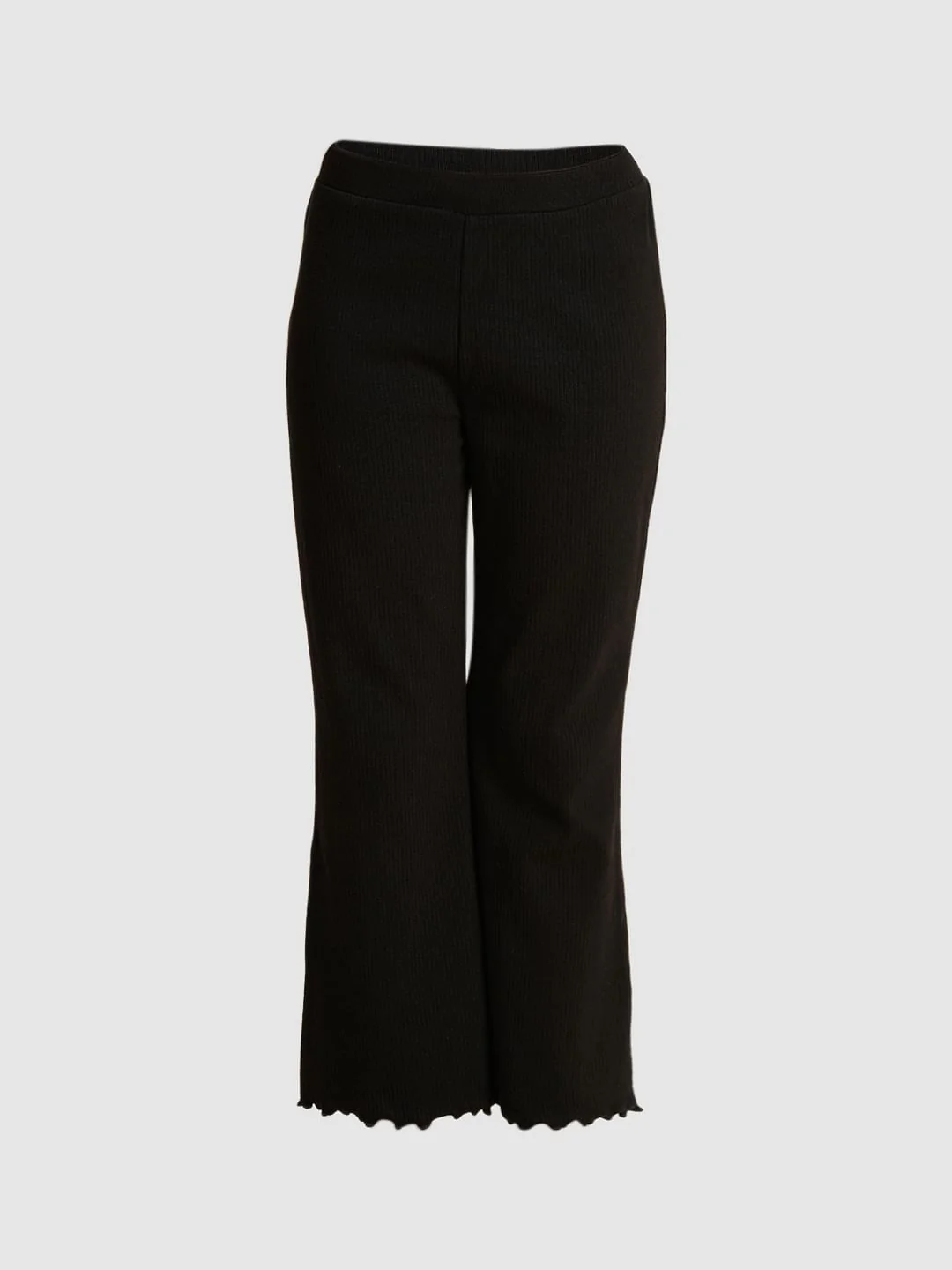 Girls Black Ribbed Bootcut Leggings - Image 5