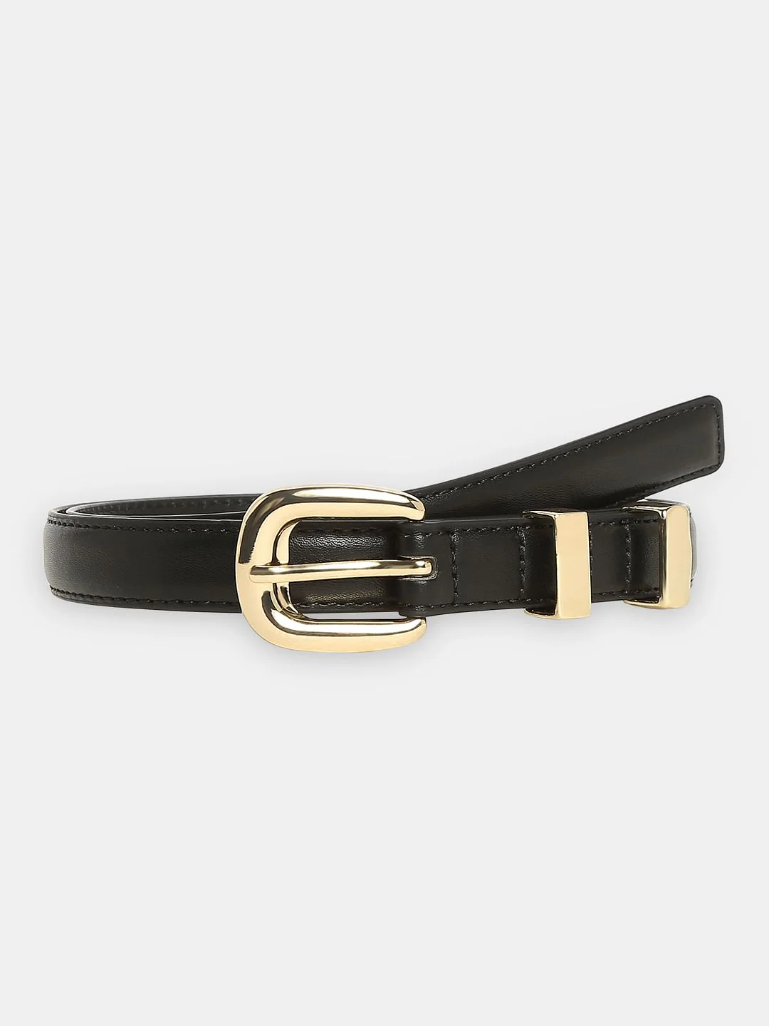 Black Golden Buckle Jeans Belt - Image 2