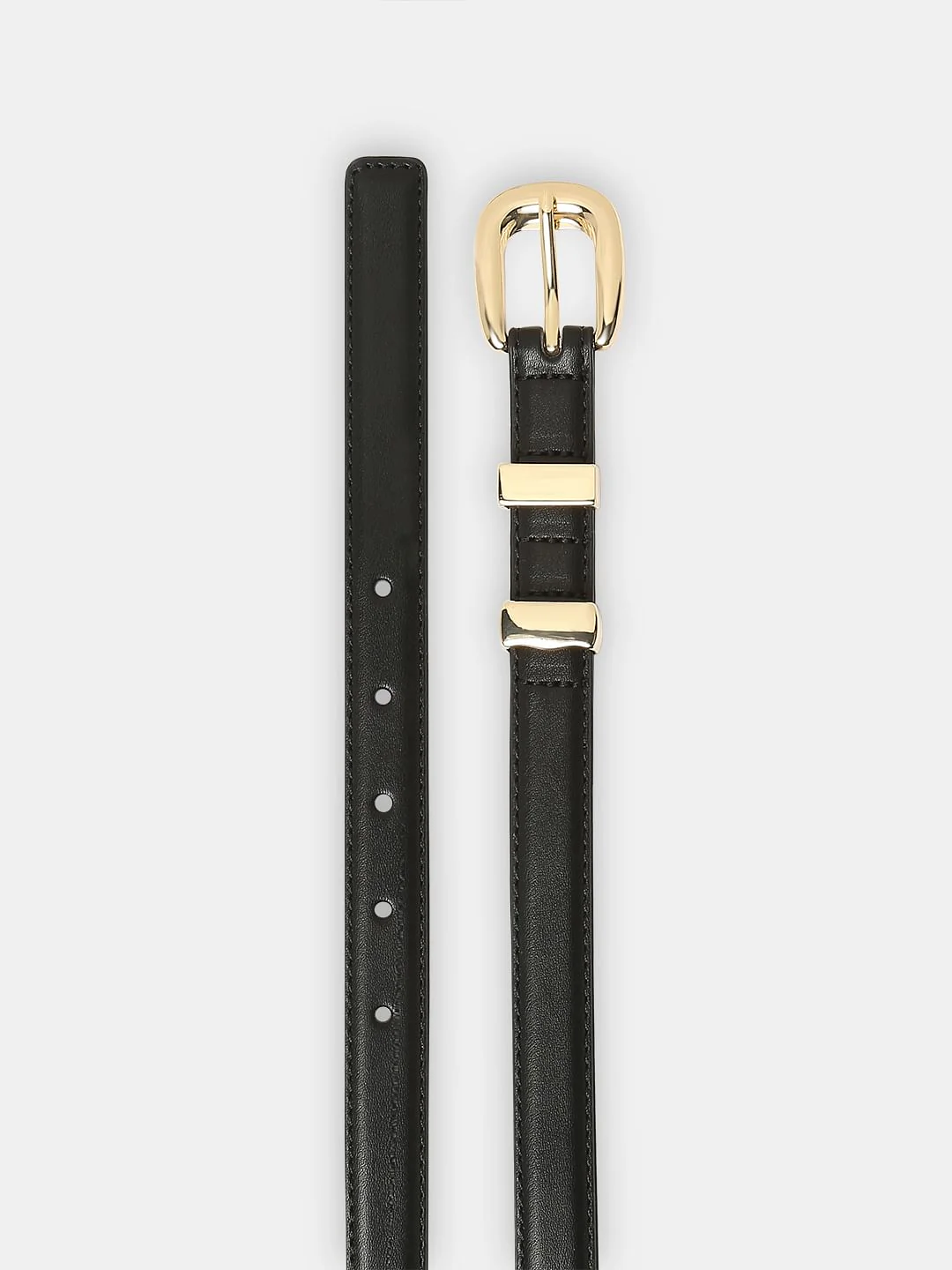Black Golden Buckle Jeans Belt - Image 3