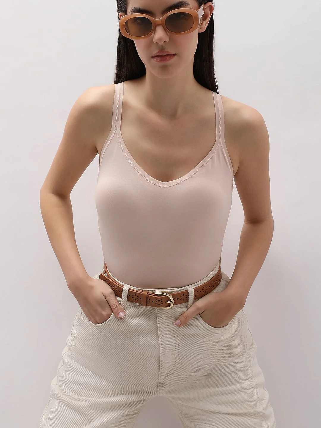 Brown Cut-Out Detail Jeans Belt