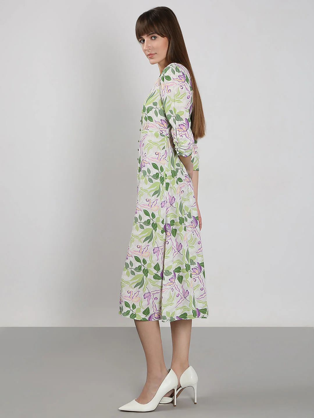 White Printed Midi Dress - Image 3