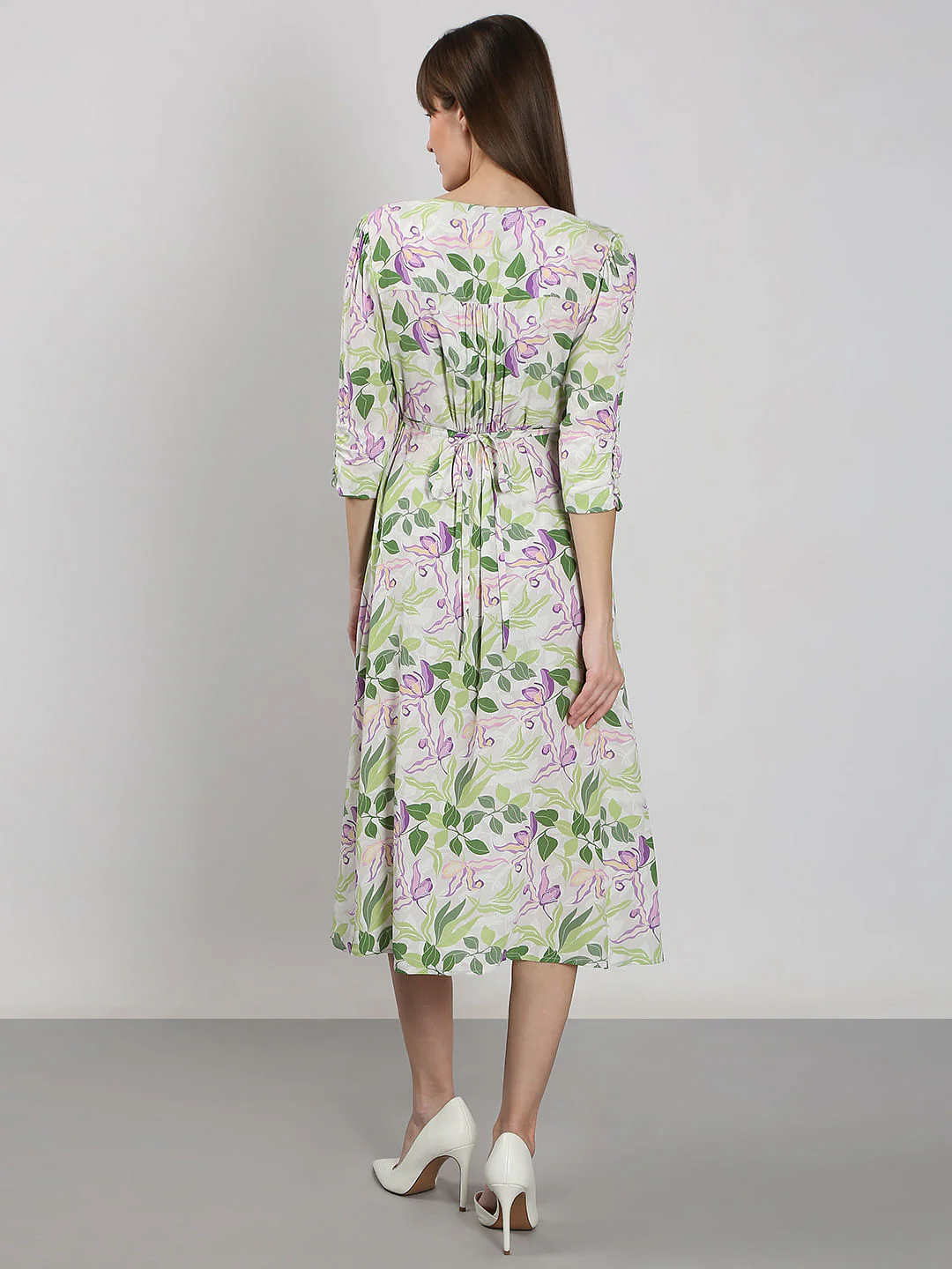 White Printed Midi Dress - Image 4