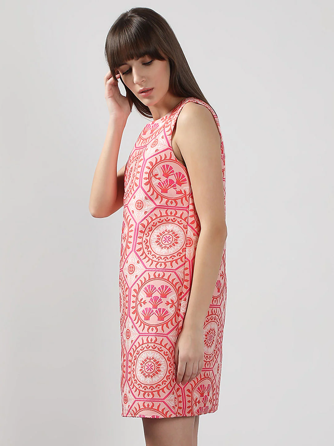 Pink Printed Boxy Fit Mini Dress - Image 3