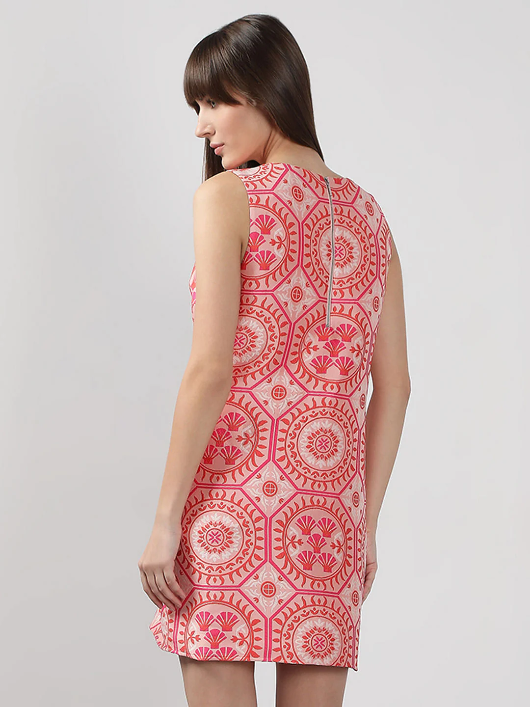 Pink Printed Boxy Fit Mini Dress - Image 4