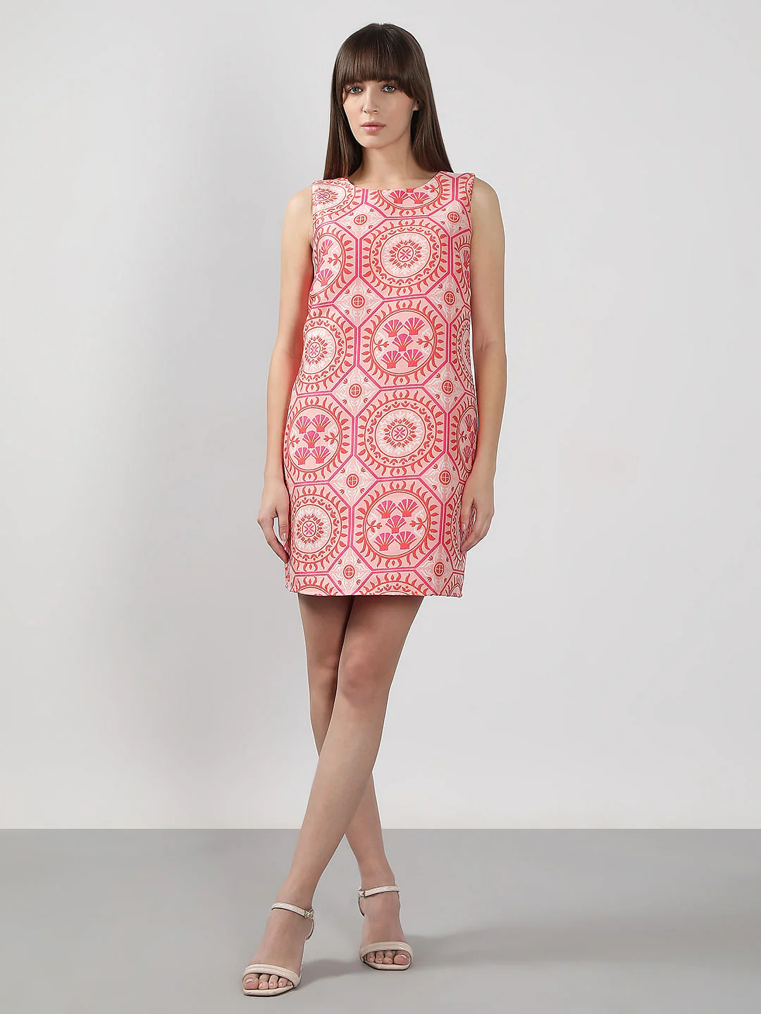 Pink Printed Boxy Fit Mini Dress - Image 5