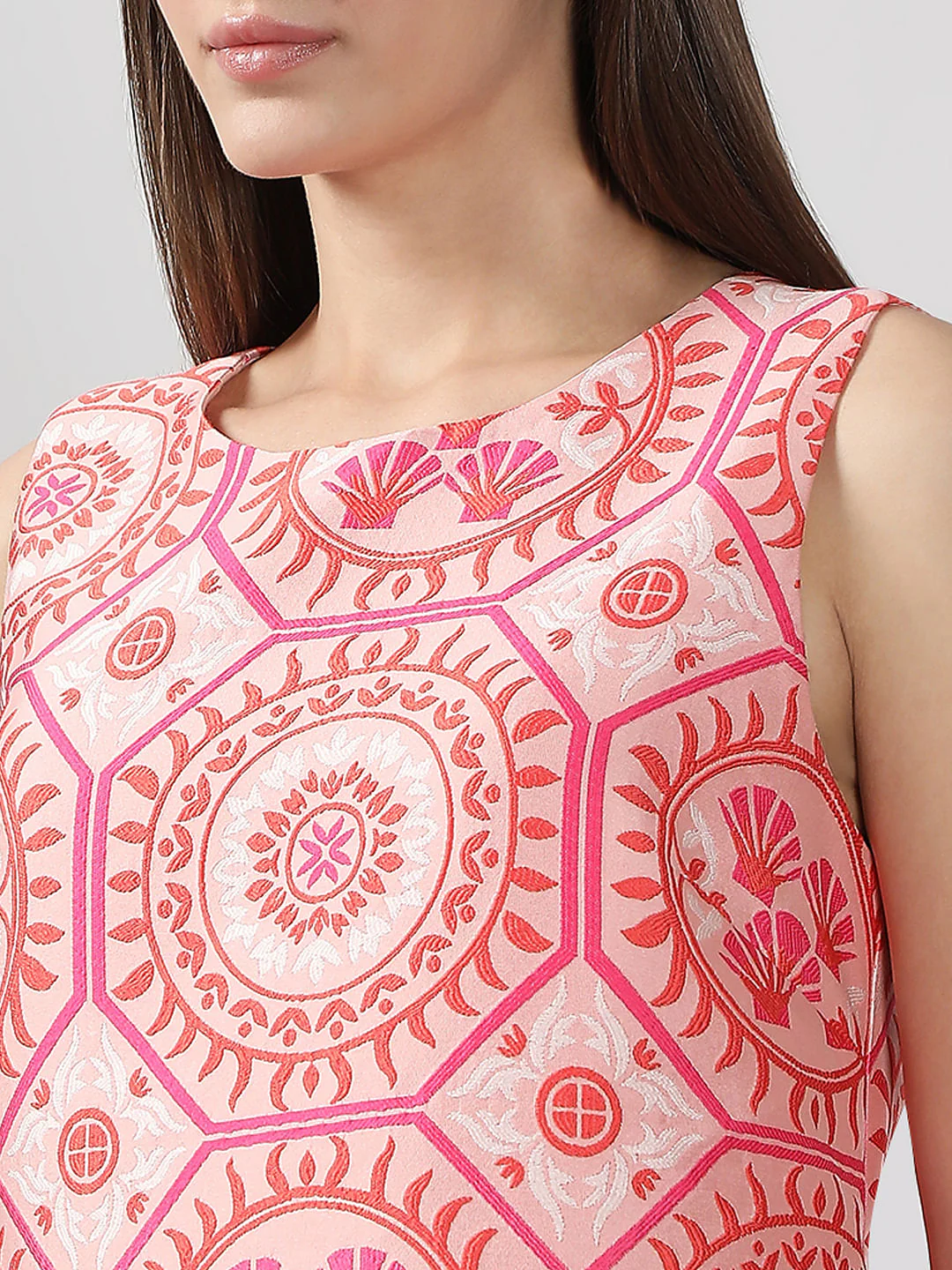 Pink Printed Boxy Fit Mini Dress - Image 8