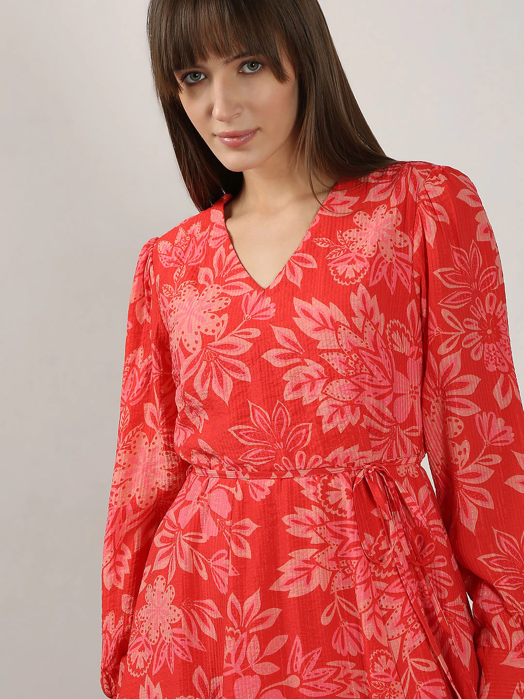 Red Printed Midi Dress - Image 5