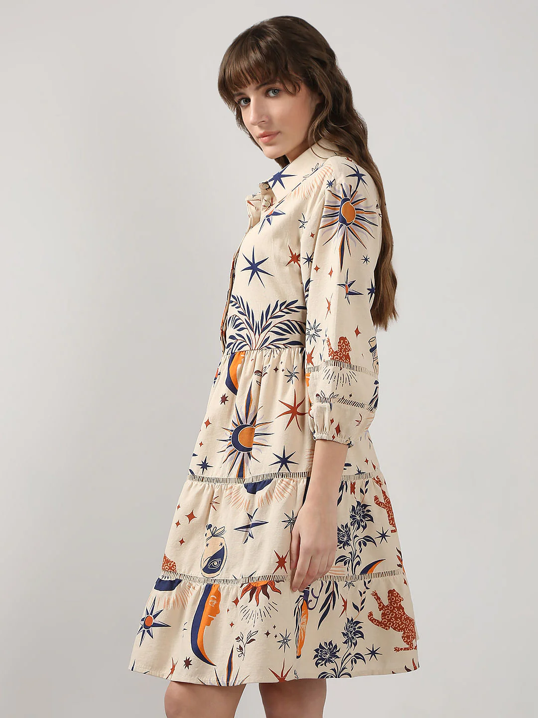 Ecru Printed Shirt Dress - Image 3