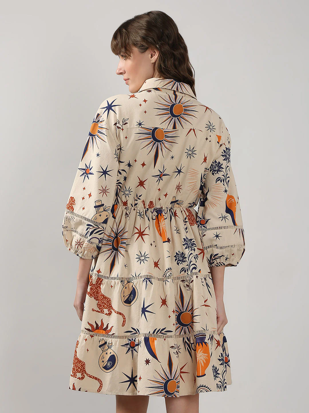 Ecru Printed Shirt Dress - Image 4