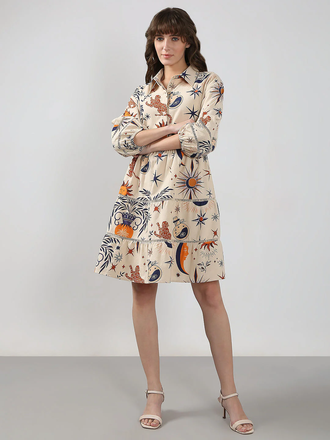 Ecru Printed Shirt Dress - Image 5