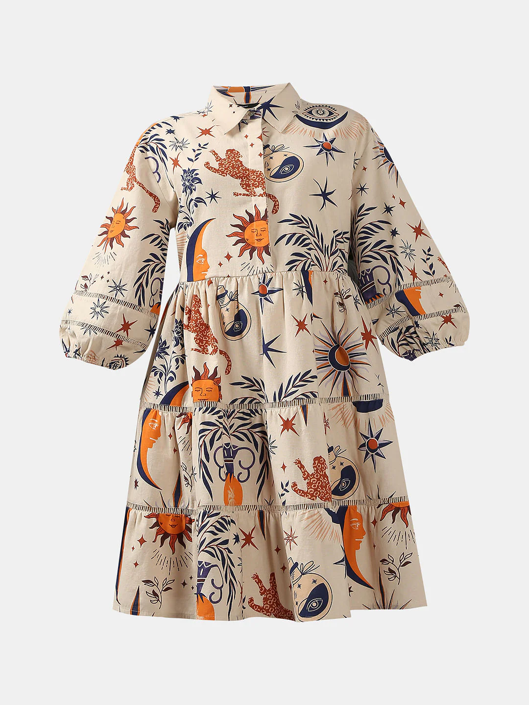 Ecru Printed Shirt Dress - Image 7
