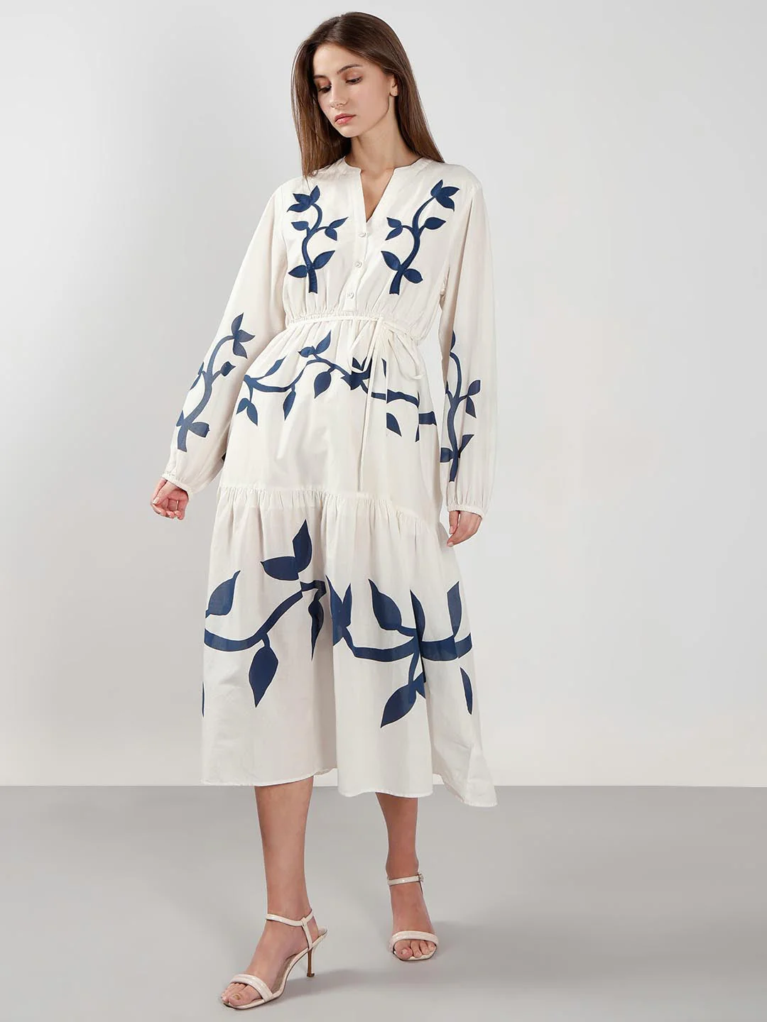 Vero Moda off-White Floral Cotton Midi Dress - Image 2