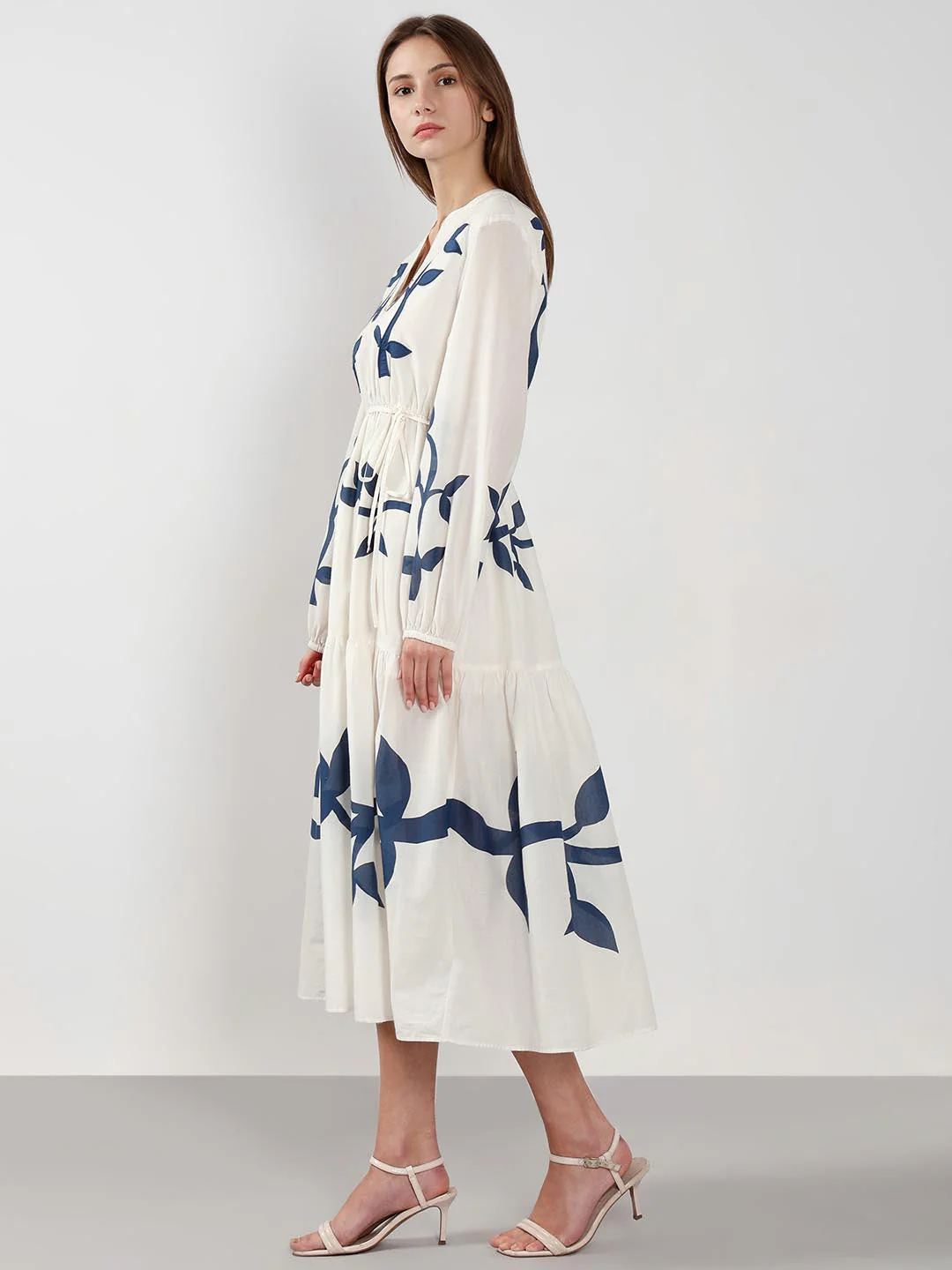 Vero Moda off-White Floral Cotton Midi Dress - Image 3