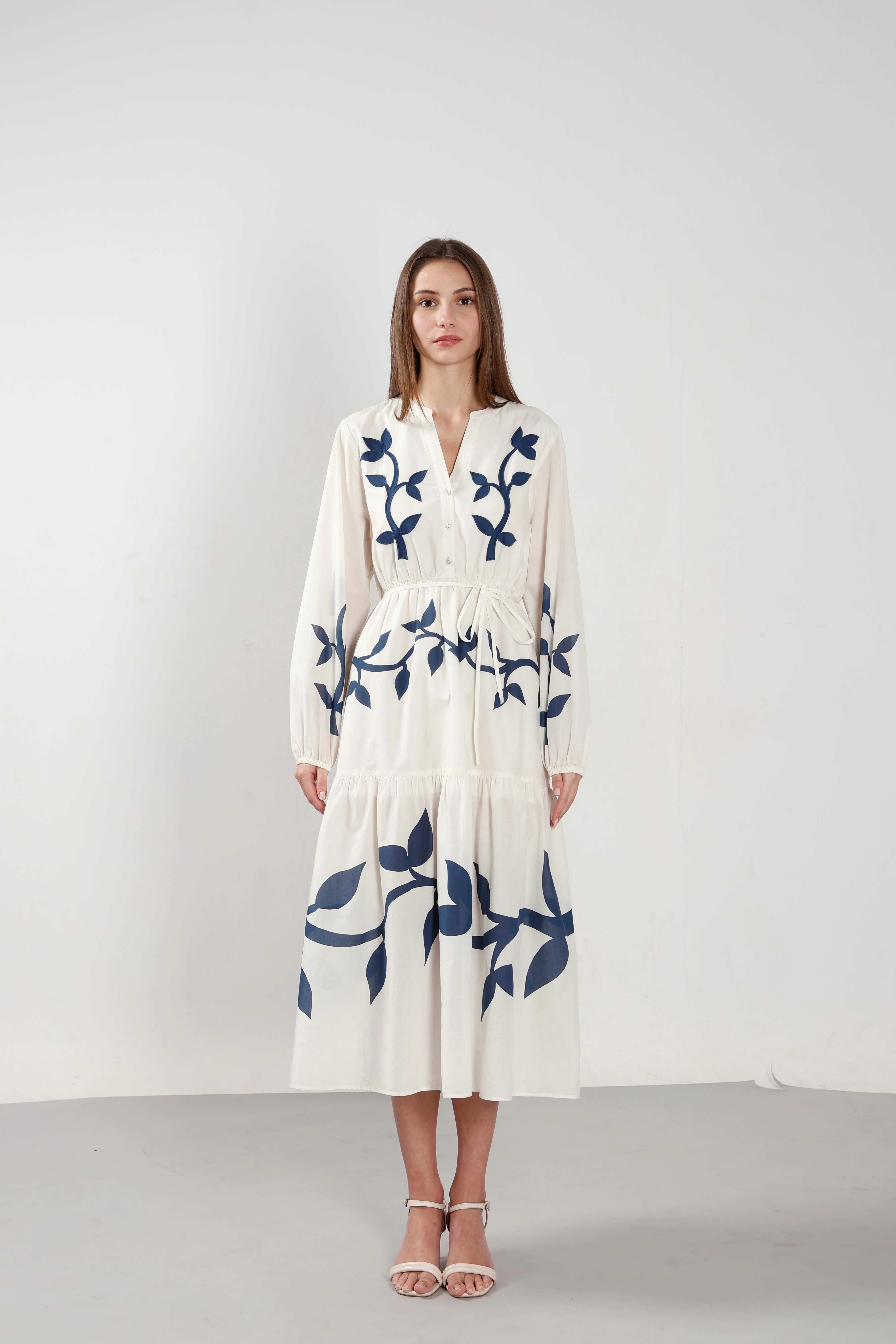 Vero Moda off-White Floral Cotton Midi Dress - Image 8
