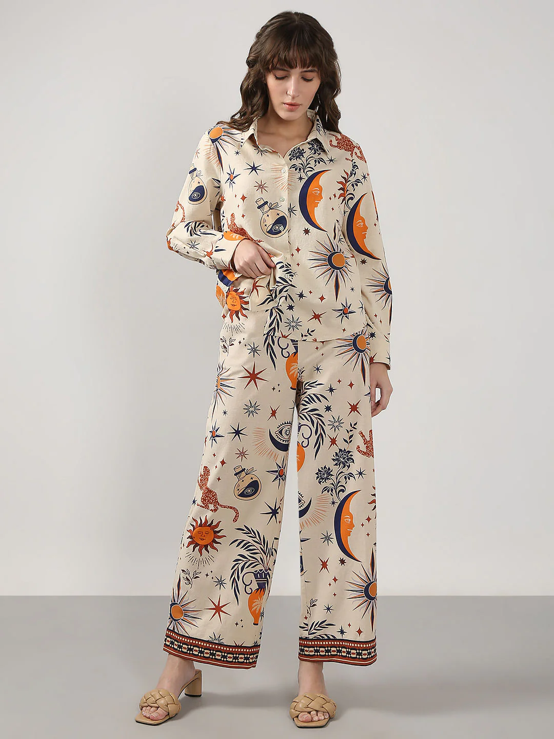 Ecru Printed Co-Ord Set Shirt - Image 5