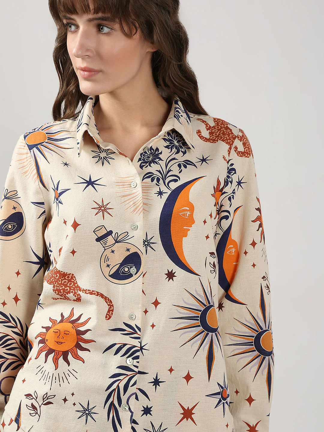 Ecru Printed Co-Ord Set Shirt - Image 6