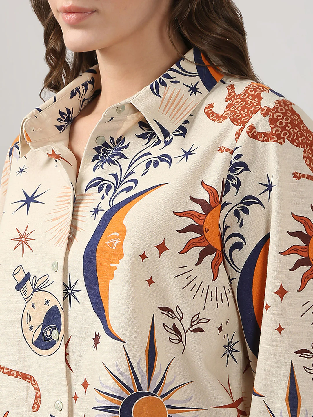 Ecru Printed Co-Ord Set Shirt - Image 8