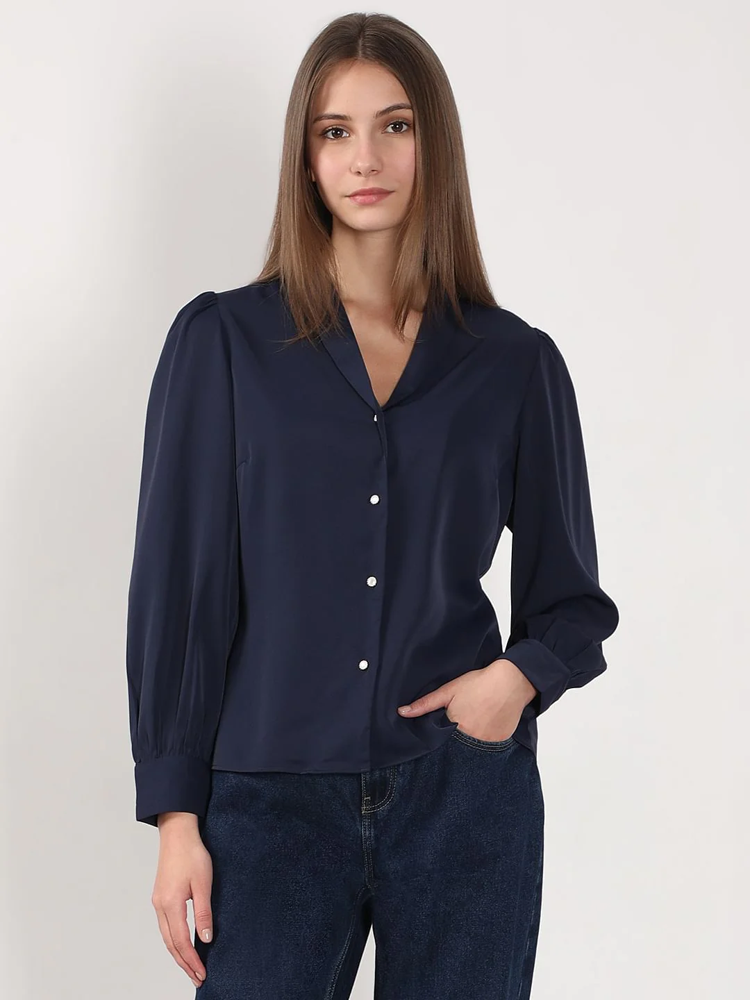 Navy Blue Full Sleeves Shirt - Image 2