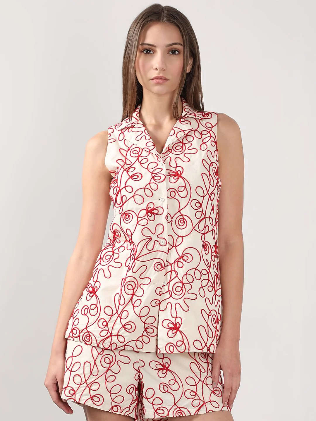 Ecru Cording Detail Co-Ord Set Vest - Image 2