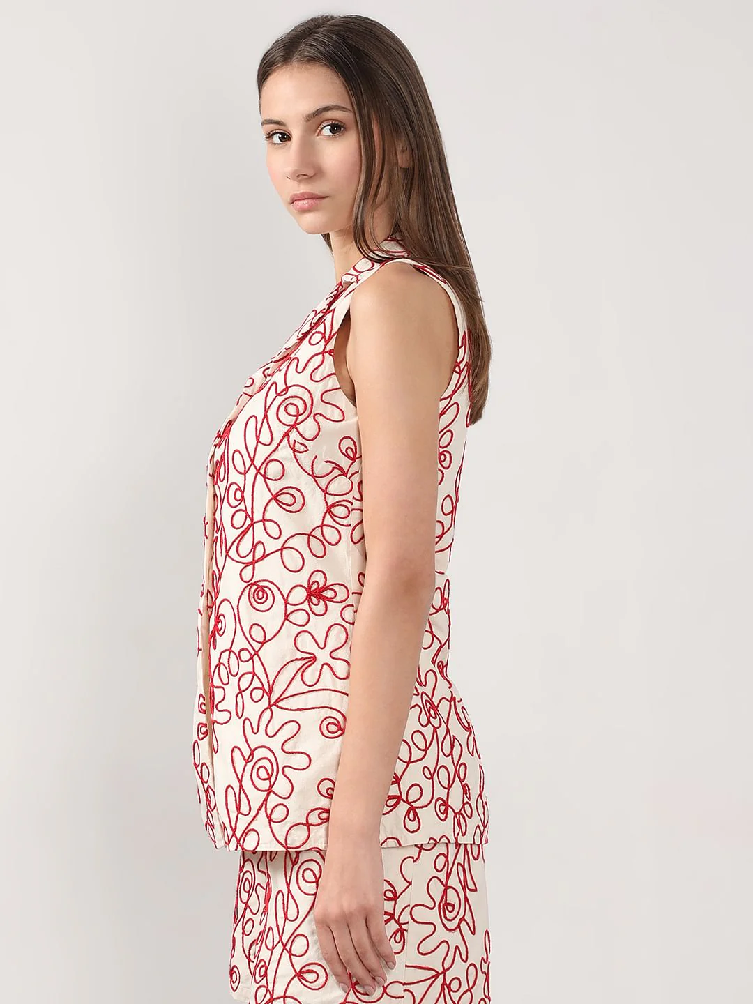 Ecru Cording Detail Co-Ord Set Vest - Image 3