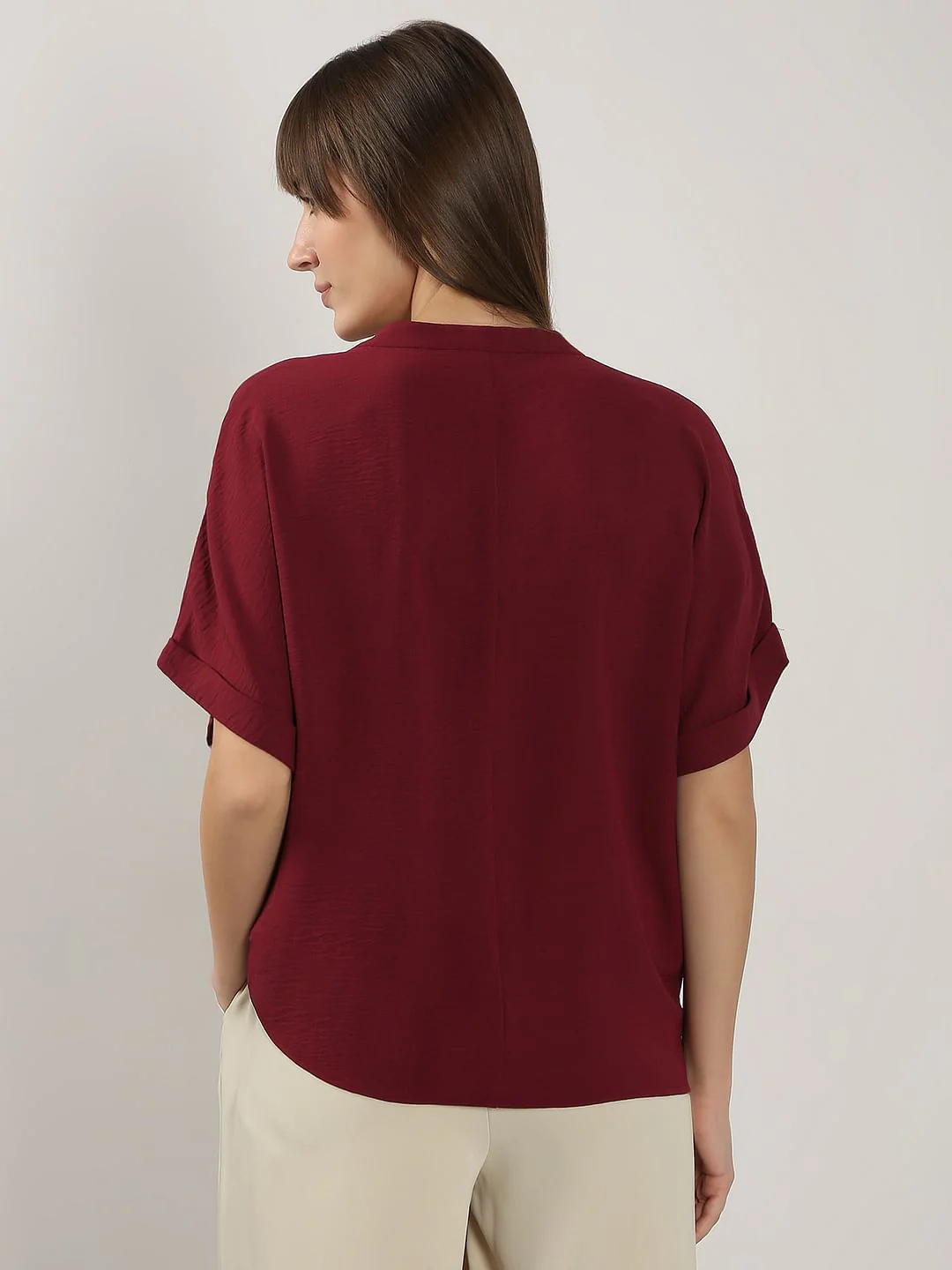 Maroon V Neck Top - Image 4
