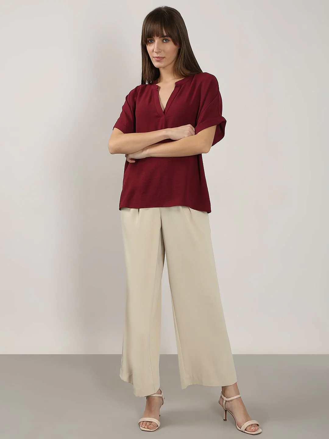 Maroon V Neck Top - Image 5