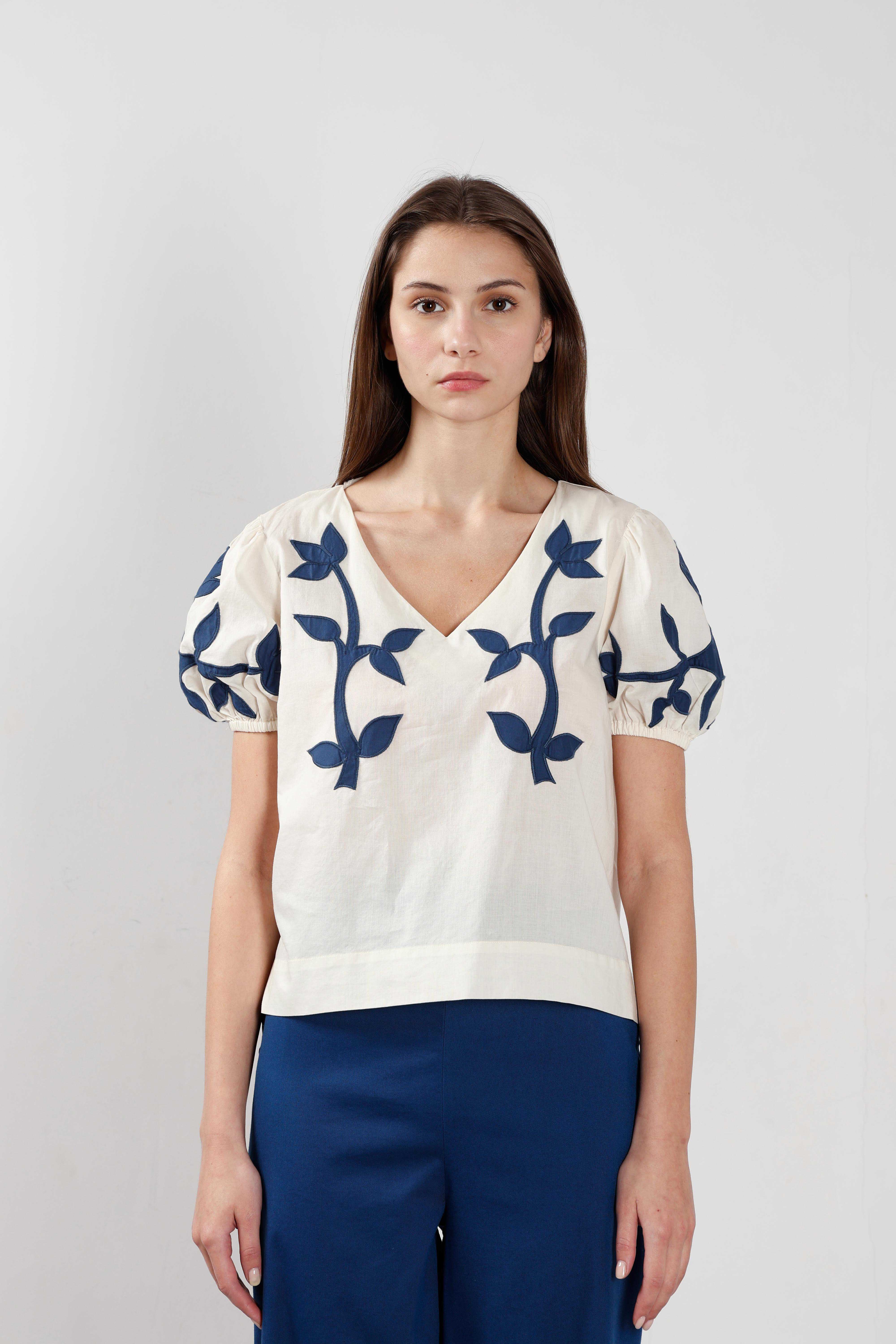 Vero Moda off-White Floral Cotton Top - Image 9