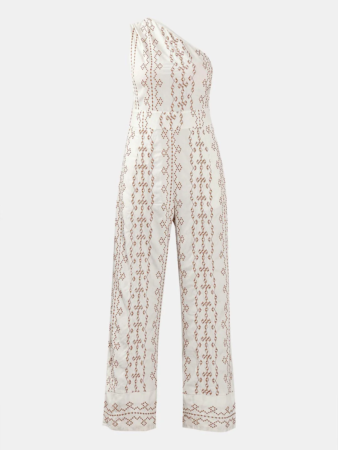 Vero Moda off-White Printed One-Shoulder Jumpsuit - Image 7