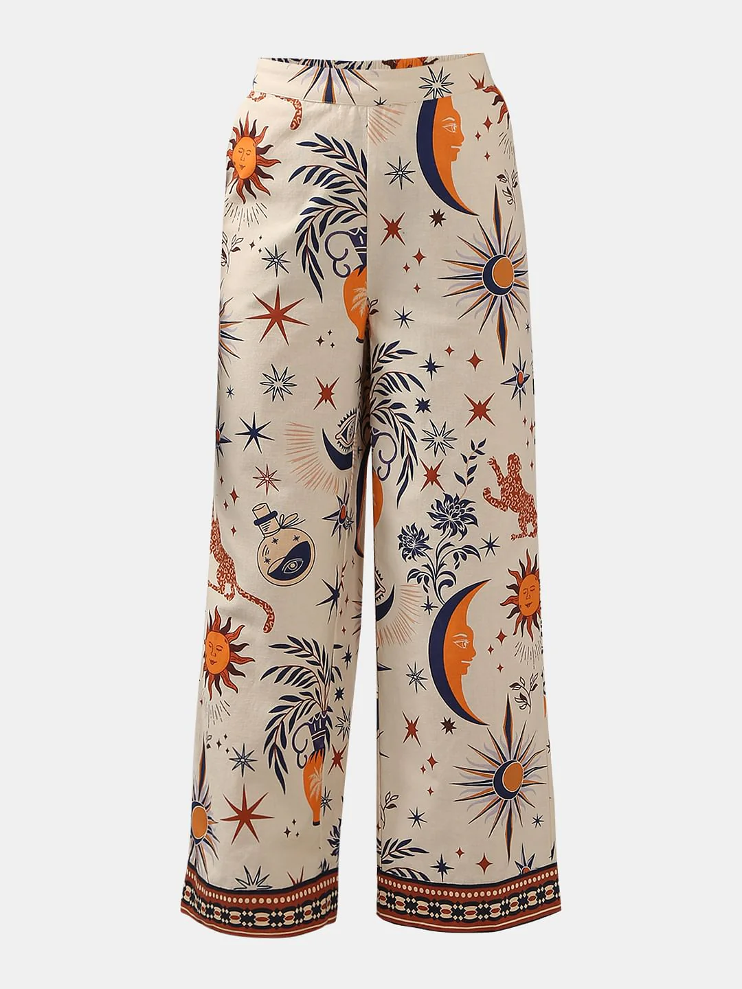 Beige Printed Co-Ord Set Flared Pants - Image 7