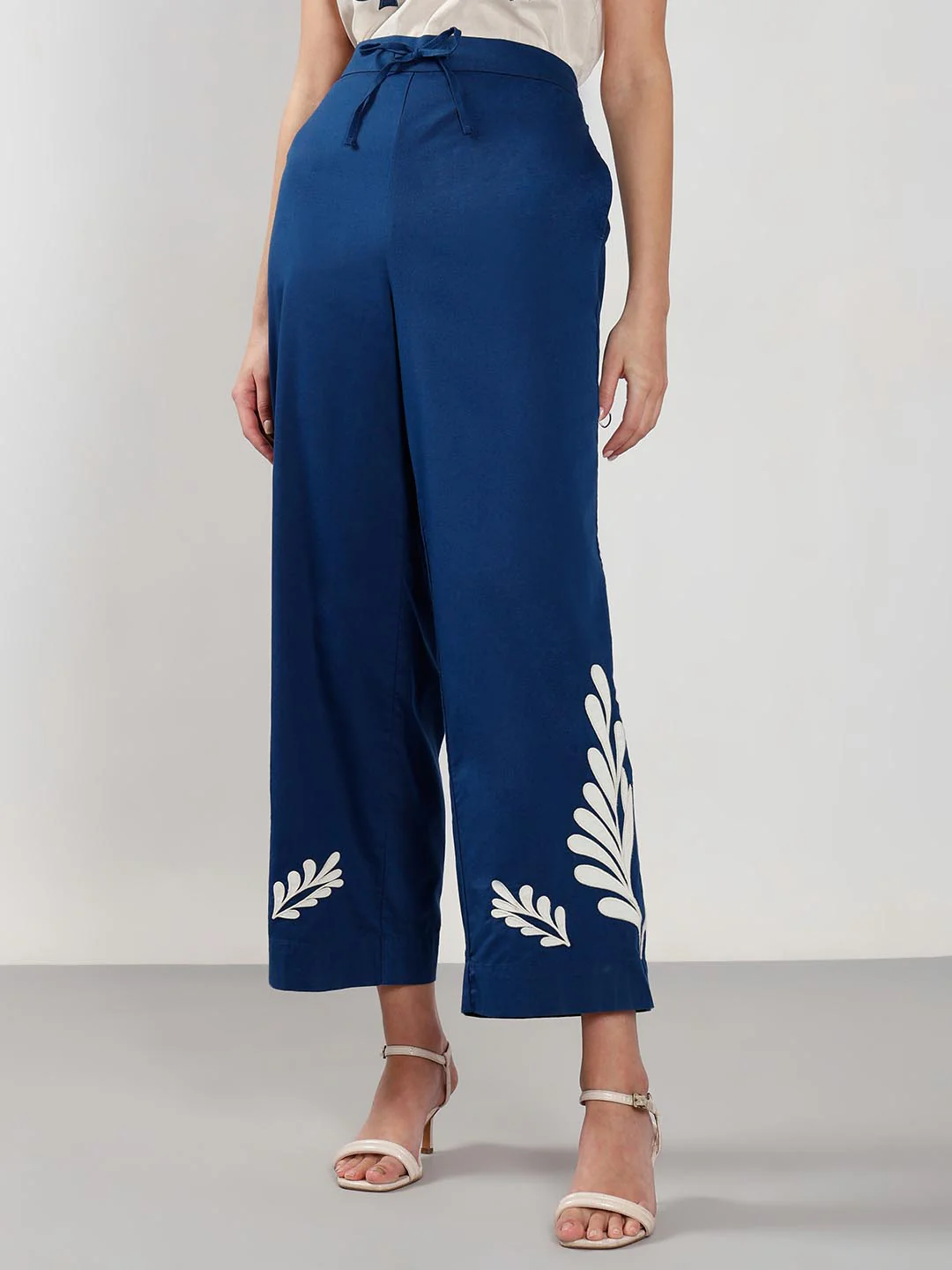Vero Moda Dark Blue Printed High Rise Pants - Image 2