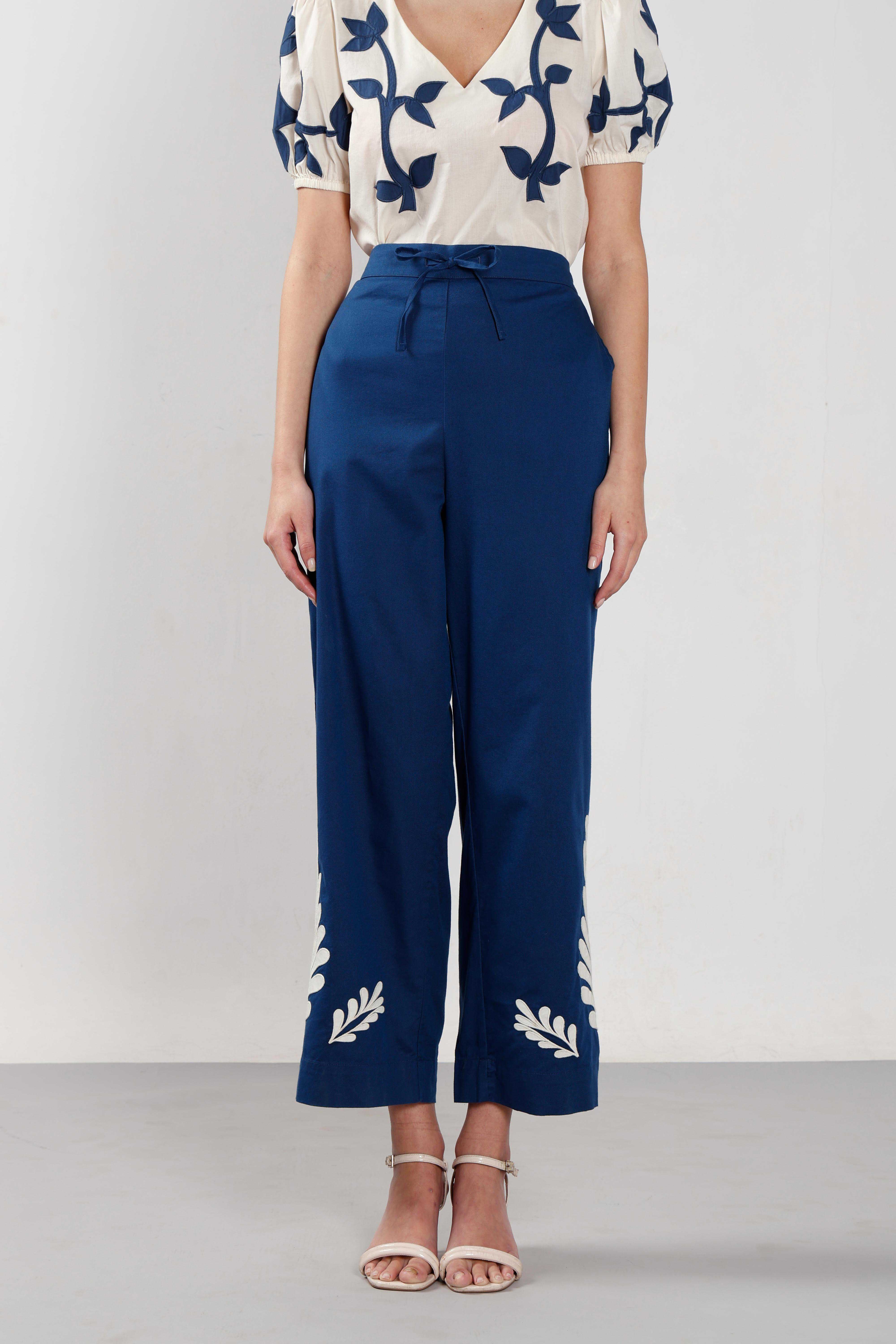 Vero Moda Dark Blue Printed High Rise Pants - Image 9
