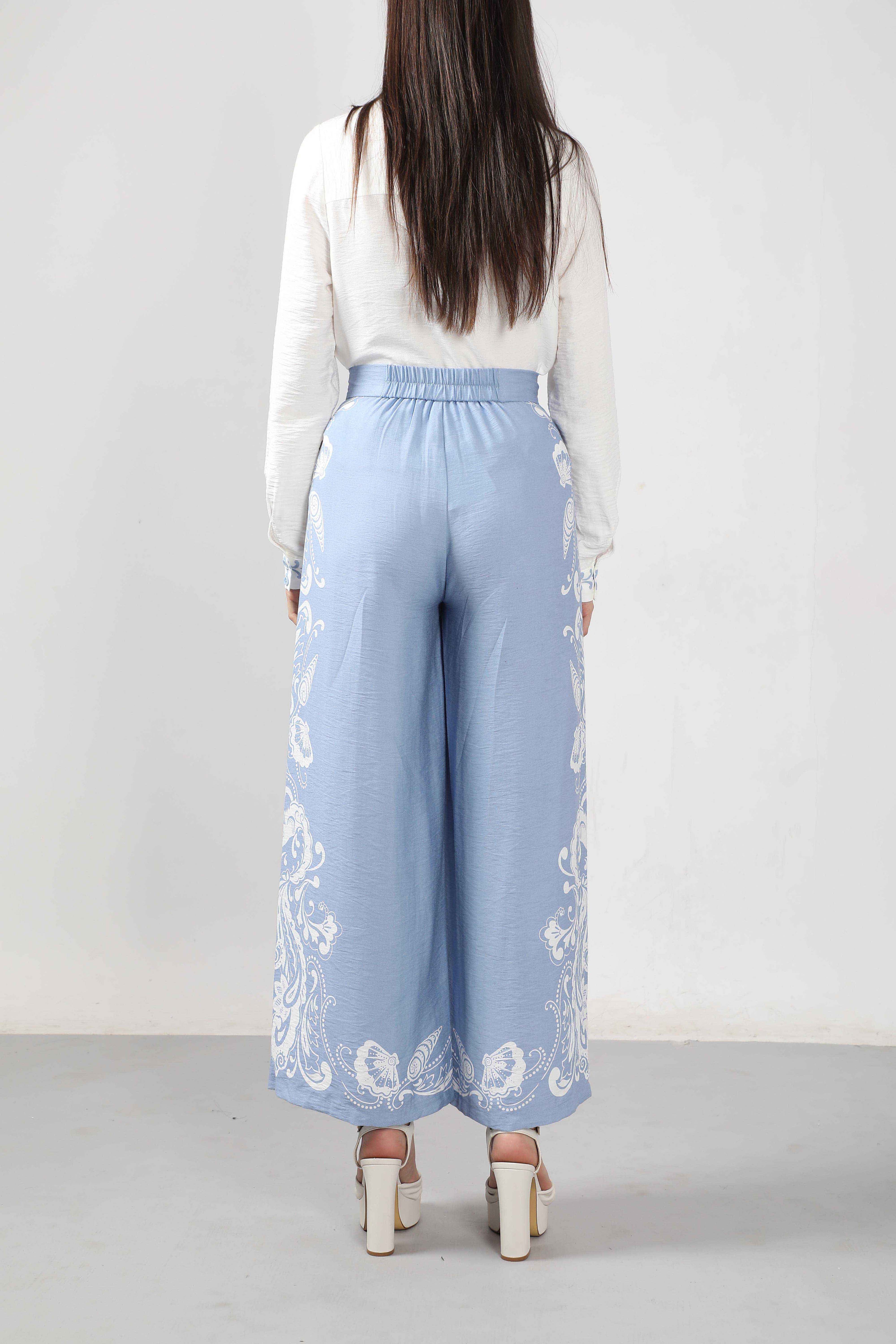 Vero Moda Blue Printed Wide Leg Pants - Image 10