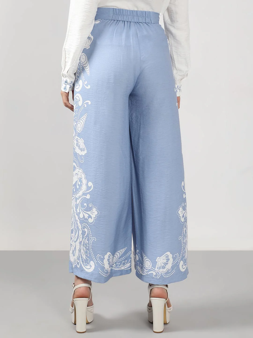 Vero Moda Blue Printed Wide Leg Pants - Image 3
