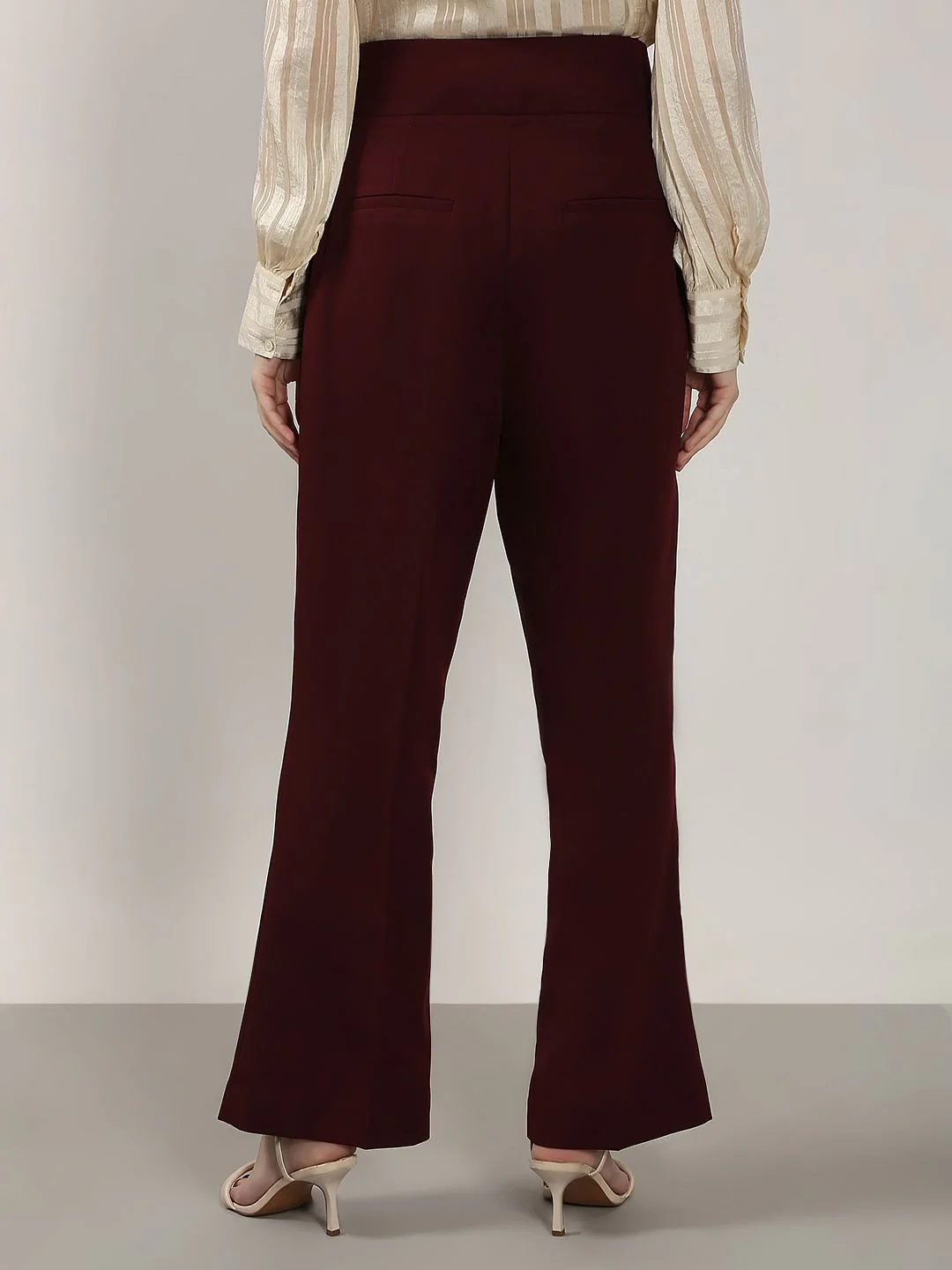 Maroon High Rise Wide Leg Pants - Image 4