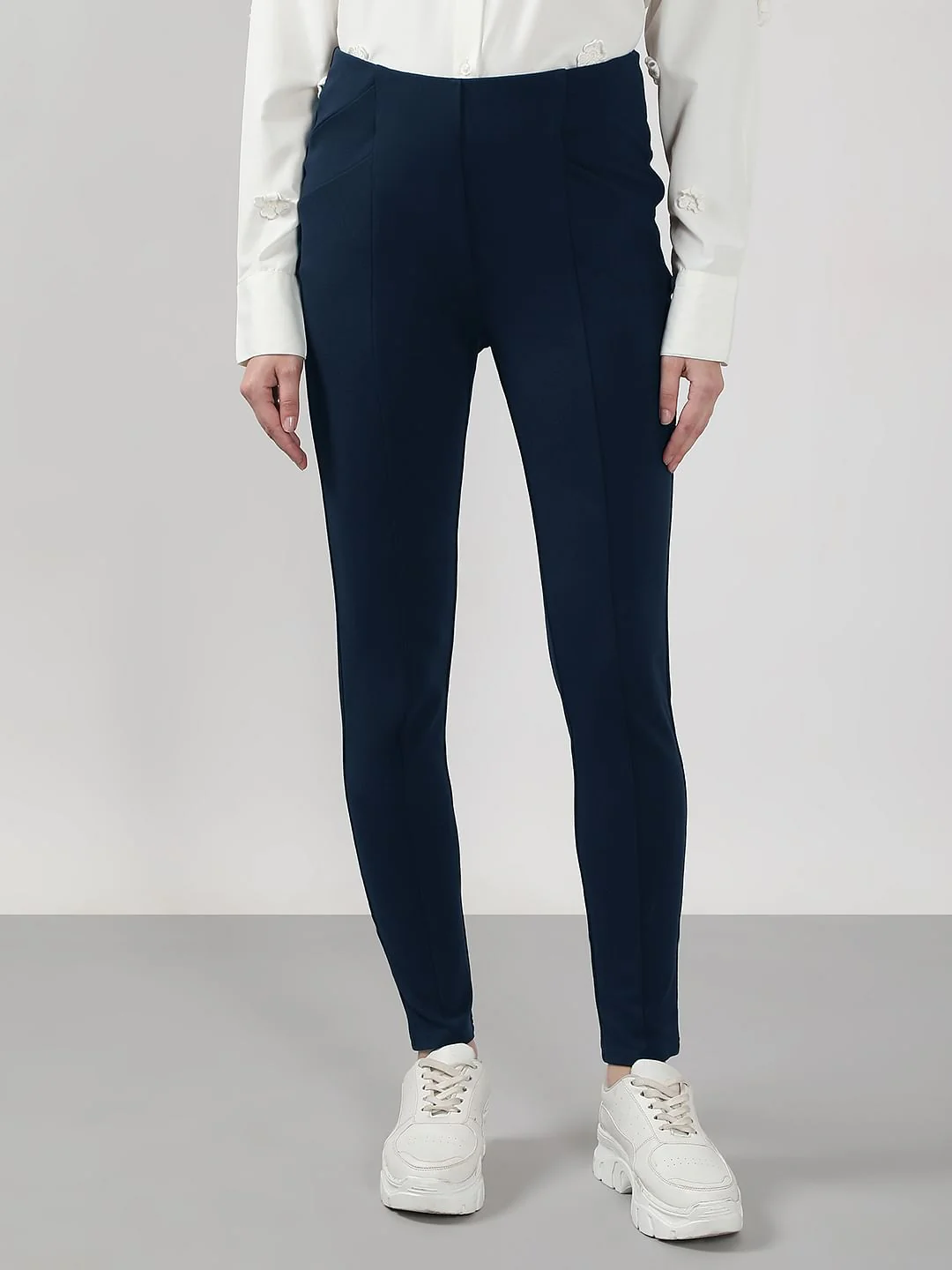 Navy Blue High Rise Fitted Jeggings - Image 2