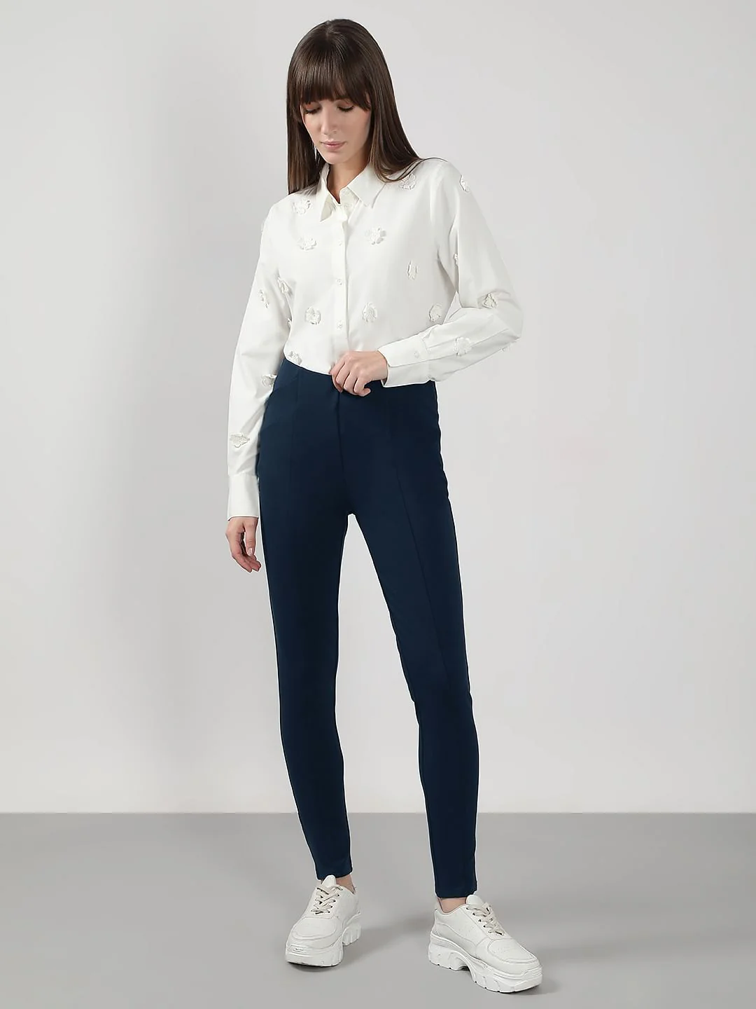 Navy Blue High Rise Fitted Jeggings - Image 5