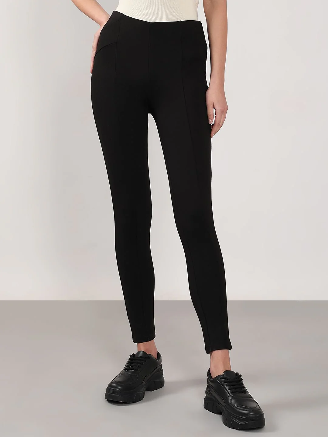 Black High Rise Skinny Jeggings - Image 2