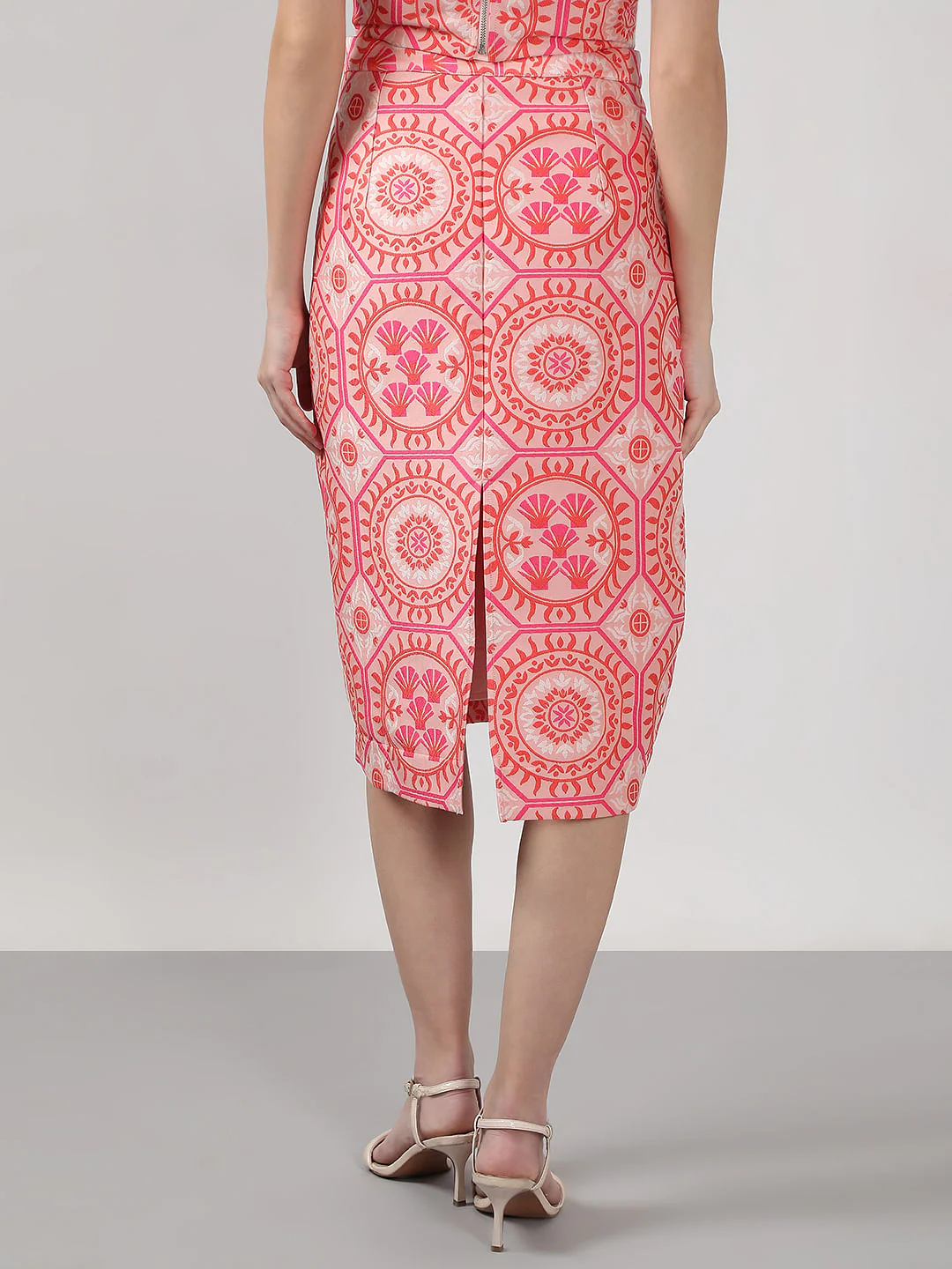 Pink Printed Co-Ord Set Pencil Skirt - Image 4