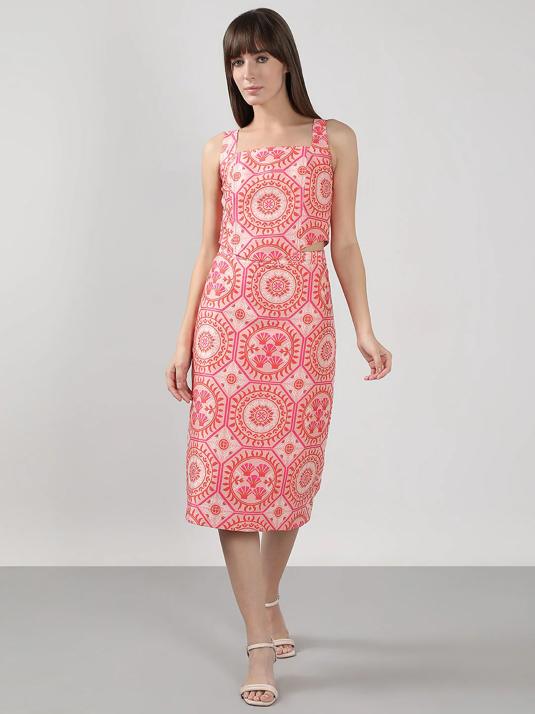 Pink Printed Co-Ord Set Pencil Skirt - Image 5