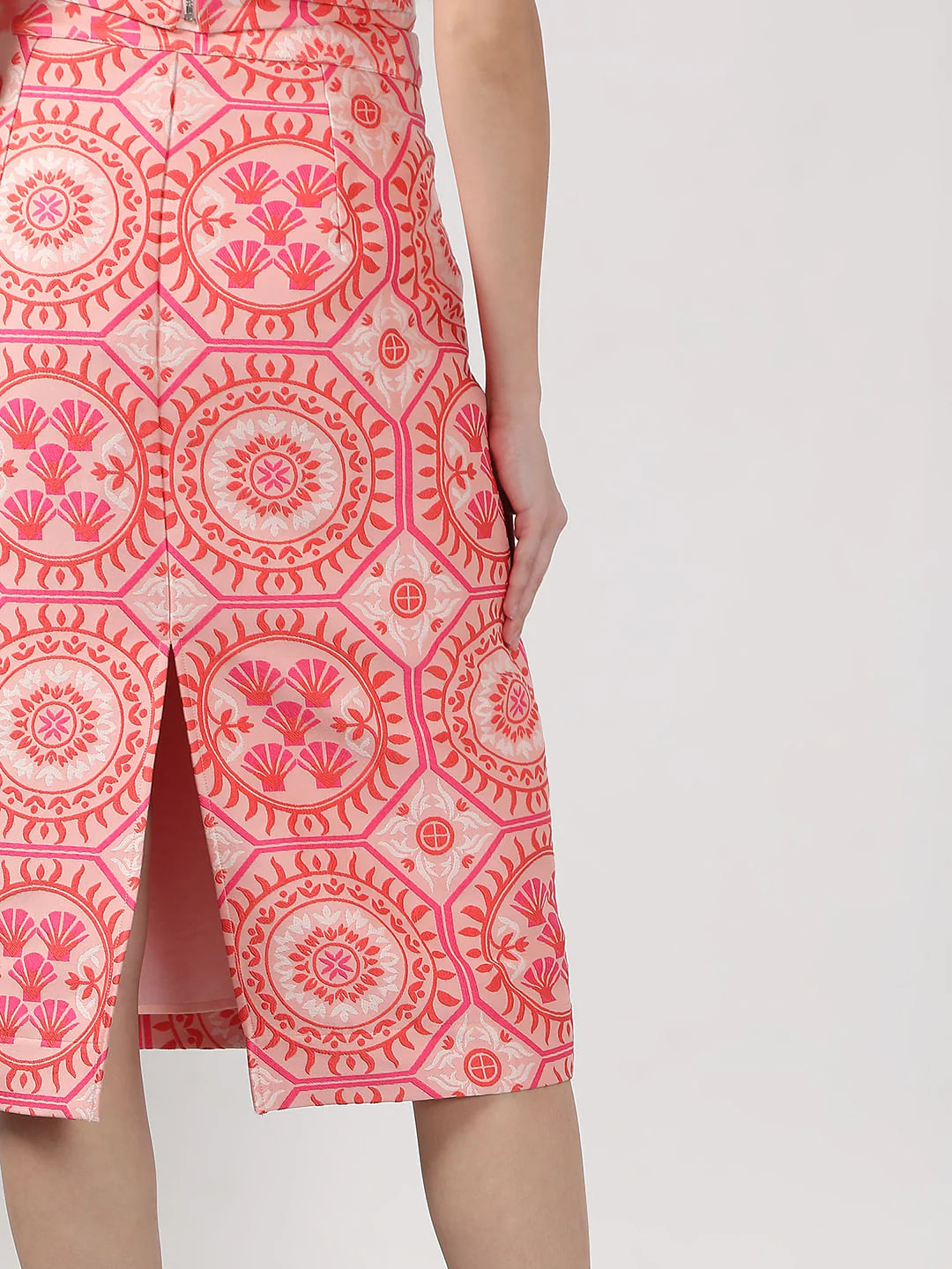 Pink Printed Co-Ord Set Pencil Skirt - Image 6