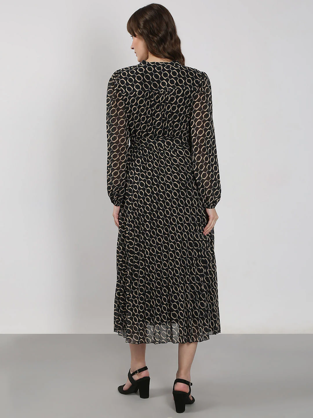 Black Geometric Print Midi Dress - Image 4