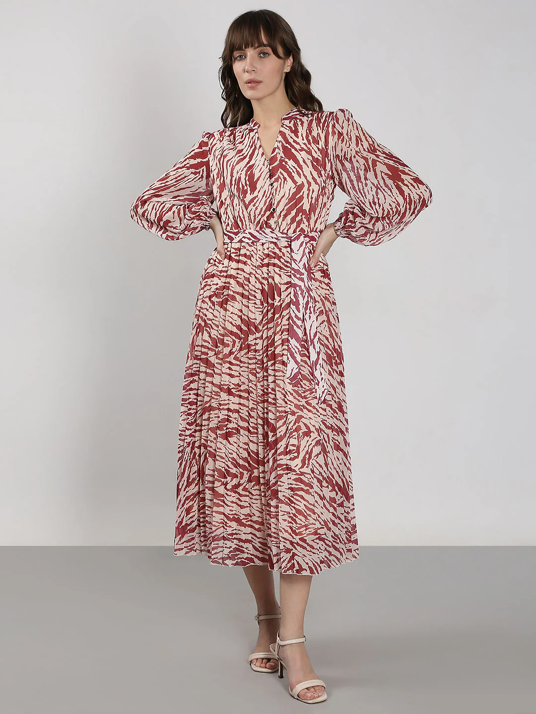 White Animal Print Midi Dress - Image 2