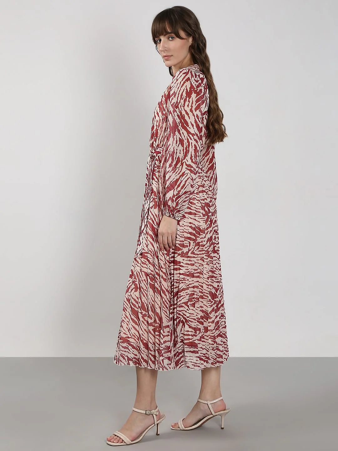White Animal Print Midi Dress - Image 3